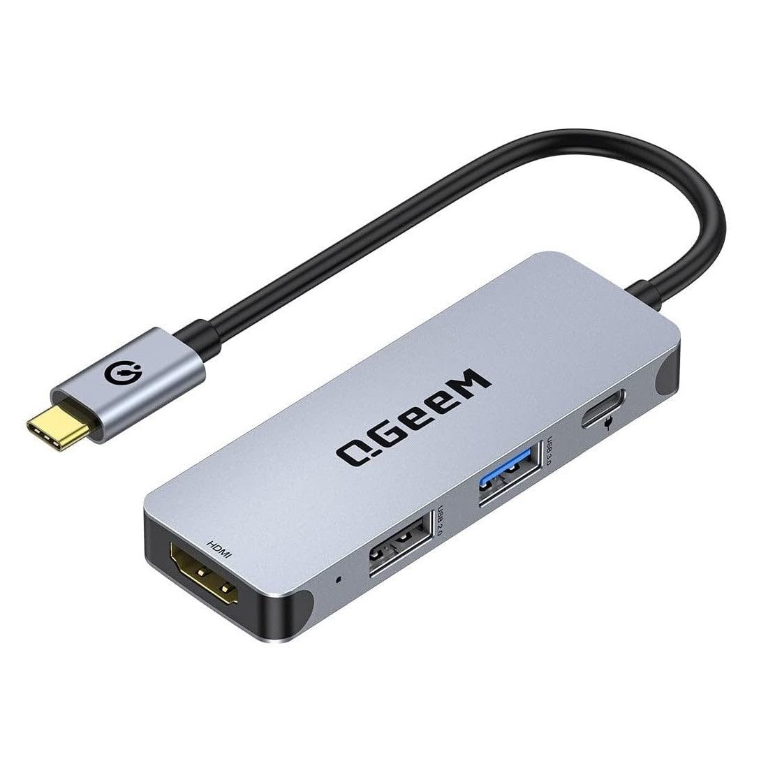 QGeeM USB C Hub 4-in-1 Multiport Adapter with 4K HDMI and 100W PD Charging