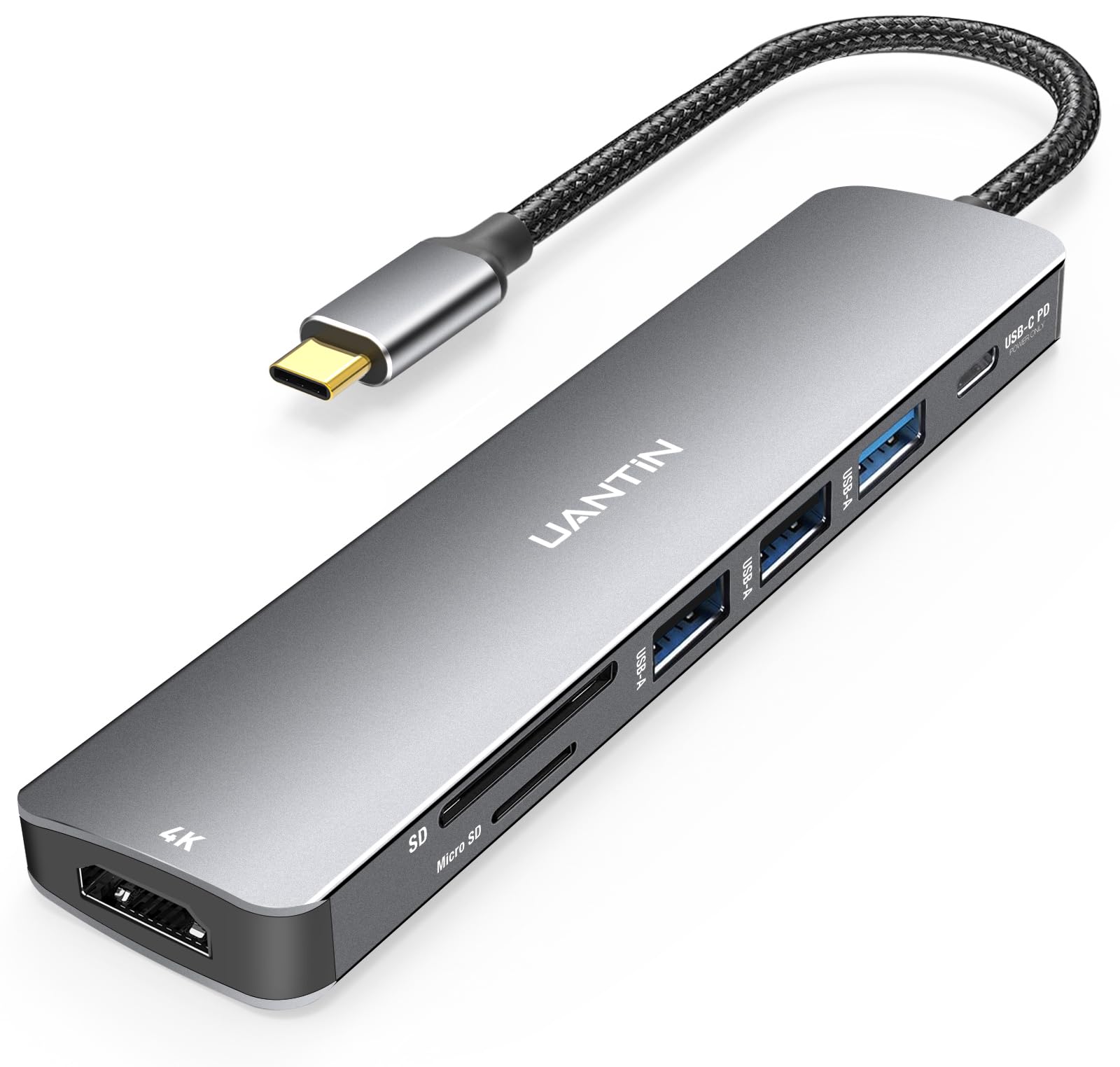 UANTIN USB C Hub 7-in-1 with 4K HDMI, 100W PD, Card Reader and 3 USB-A